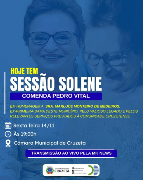 📣 HOJE TEM SESSÃO SOLENE – COMENDA PEDRO VITAL
