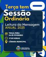 A Câmara Municipal de Cruzeta convida a todos para a abertura do Período Legislativo de 2025