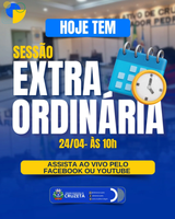 A Câmara Municipal de Cruzeta informa que hoje haverá Sessão Extraordinária, com início às 10h da manhã.