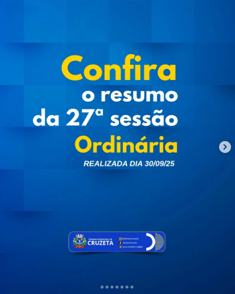 A Câmara Municipal de Cruzeta realizou, no último dia 30 de setembro, às 17 horas, no Plenário Pedro Vital, a sua 27ª Sessão Ordinária.