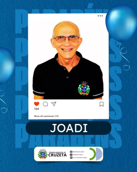 A Câmara Municipal de Cruzeta tem a alegria de parabenizar o servidor Joadi Almeida pela passagem do seu aniversário.