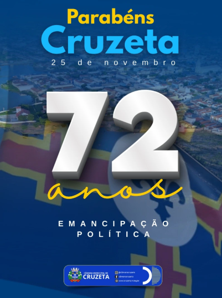 A Câmara Municipal de Cruzeta vem, com grande orgulho, parabenizar nossa amada cidade pelos seus 72 anos de Emancipação Política.
