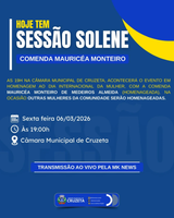 As 19h na Câmara municipal de Cruzeta, acontecerá o evento em homenagem ao dia internacional da mulher