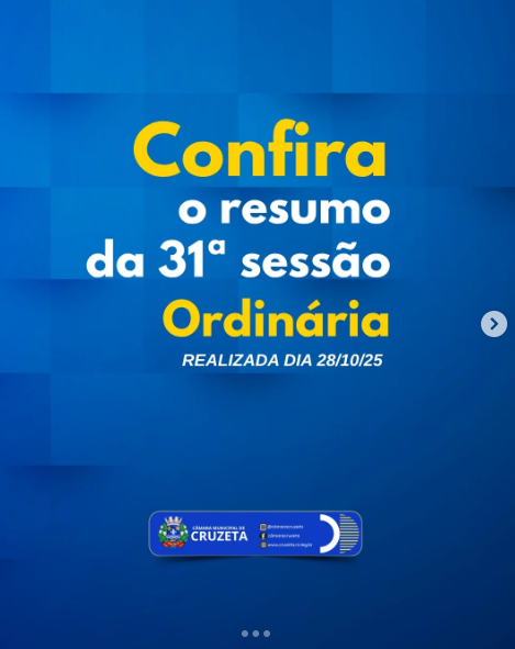 Confira o resumo da 31ª Sessão Ordinária, realizada na última terça-feira, dia 28 de outubro