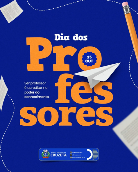 Em nome da Câmara Municipal de Cruzeta, queremos expressar nossa mais profunda gratidão e reconhecimento a todos os professores e professoras que dedicam suas vidas ao ensino, à formação de valores e à construção de um futuro melhor.