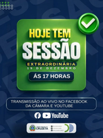 Hoje acontecerá na Câmara Municipal de Cruzeta, Sessão Extraordinária, início às 17h