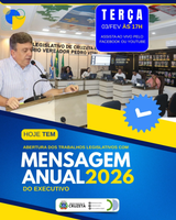 Hoje, às 17h, a Câmara Municipal de Cruzeta realizará a Abertura dos Trabalhos Legislativo 2026.