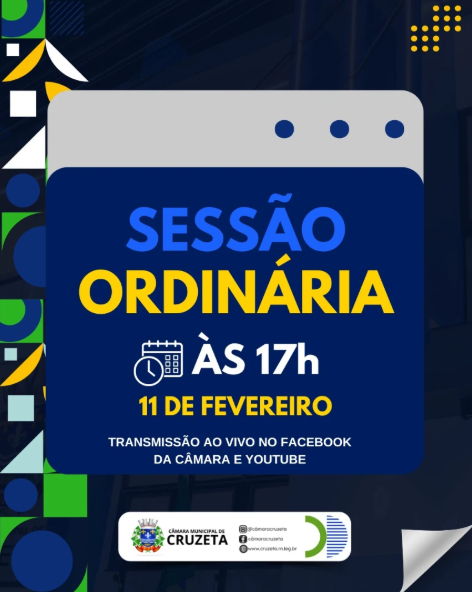 Hoje é dia de Sessão Ordinária, a partir das 17h no Plenário Pedro Vital da Câmara Municipal de Cruzeta