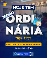 Hoje tem Sessão Ordinária na Câmara Municipal de Cruzeta, início às 17h