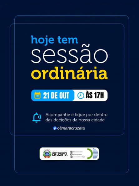 Hoje tem Sessão Ordinária no Plenário Pedro Vital da Câmara Municipal de Cruzeta