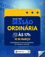 Hoje tem Sessão Ordinária no Plenário Pedro Vital da Câmara Municipal de Cruzeta, com início às 17h