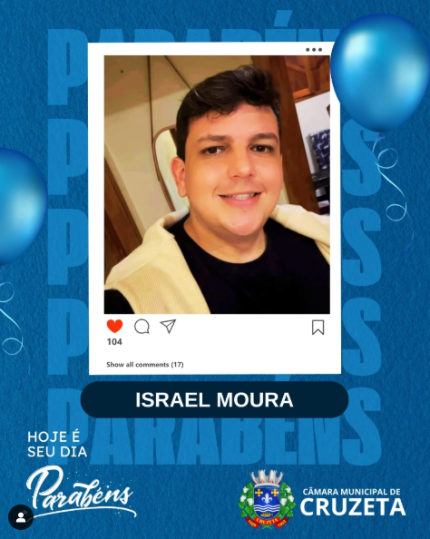 Parabéns, Israel! Em nome da Câmara Municipal de Cruzeta