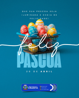 "Que a paz e a renovação desta Páscoa iluminem sua vida com amor, esperança e alegria! Feliz Páscoa!"